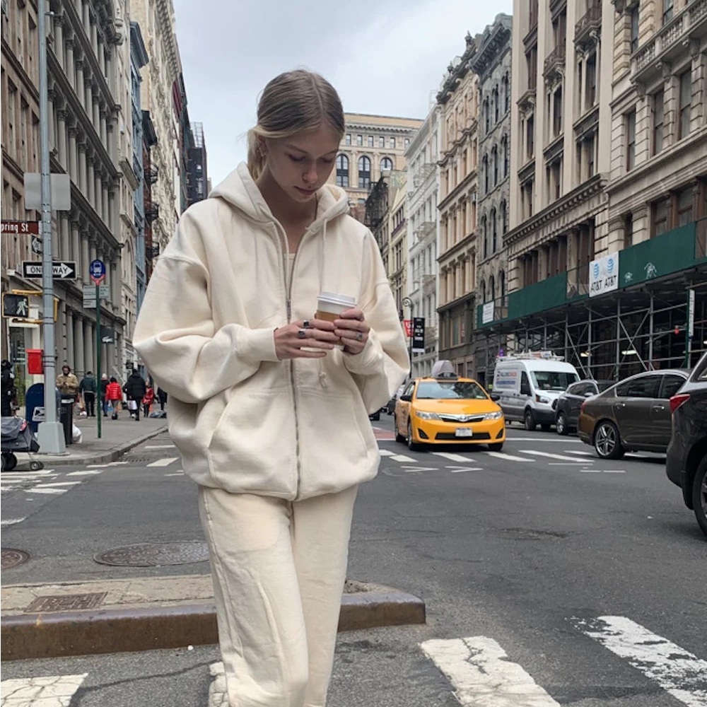 Brandy Melville cream zip up